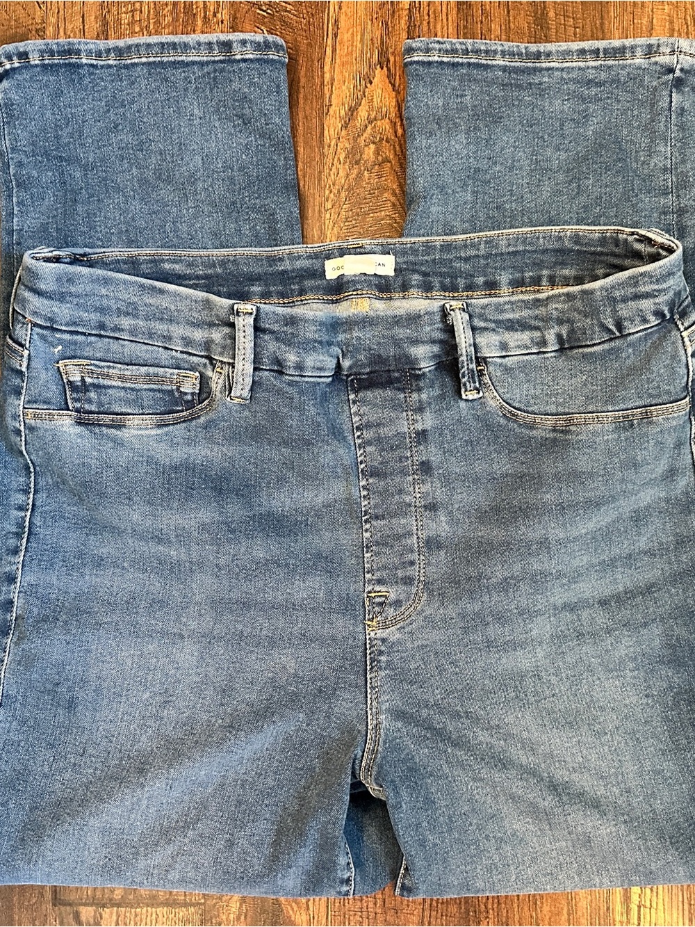 Good American Pull On Straight Jeans Women 2XL Blue Stretch High Rise Plus